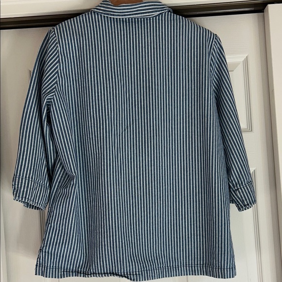 Vintage Y2K 90's Allison Daley Blue & White Striped Women's Shacket - Picture 5 of 8